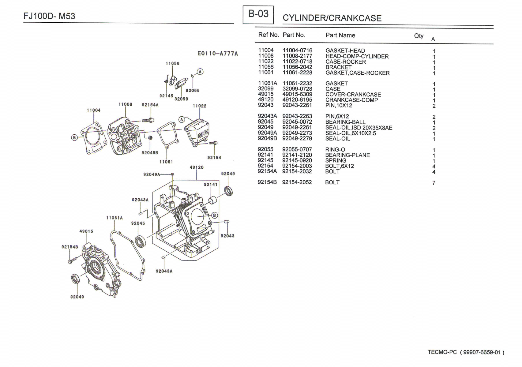 Kawasaki FJ100D Engine FJ SERIES Parts Manual PDF Instant Download