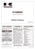 Kawasaki FJ180D Engine FJ SERIES Operator Owner Manual PDF Instant Download