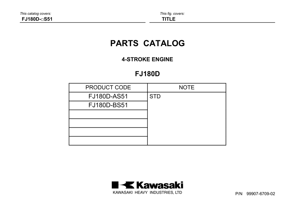 Kawasaki FJ180D Engine FJ SERIES Parts Manual PDF Instant Download