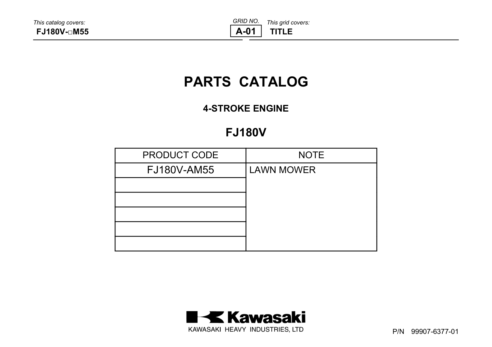 Kawasaki FJ180V Engine FJ SERIES Parts Manual PDF Instant Download
