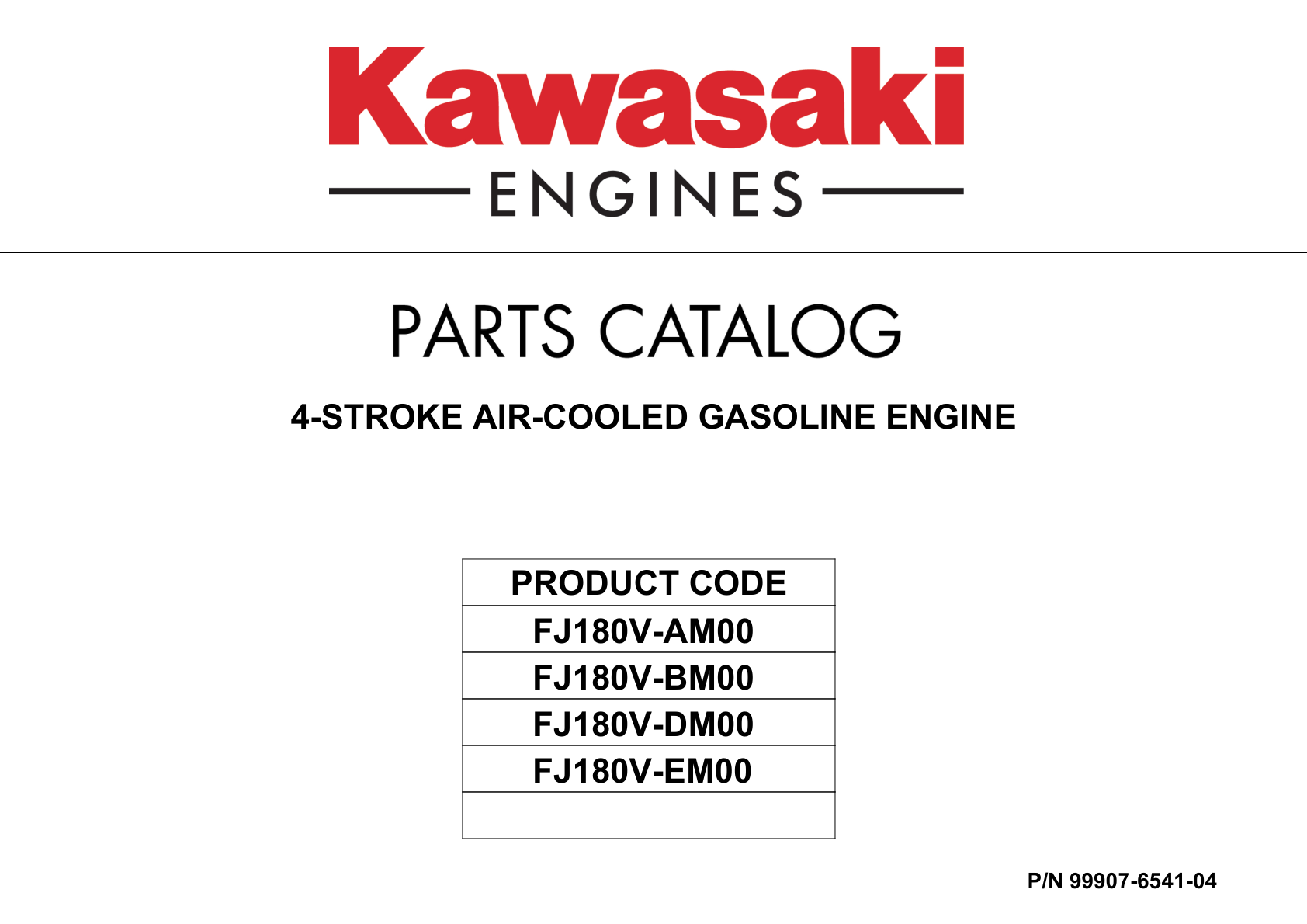 Kawasaki FJ180V Engine FJ SERIES Parts Manual PDF Instant Download