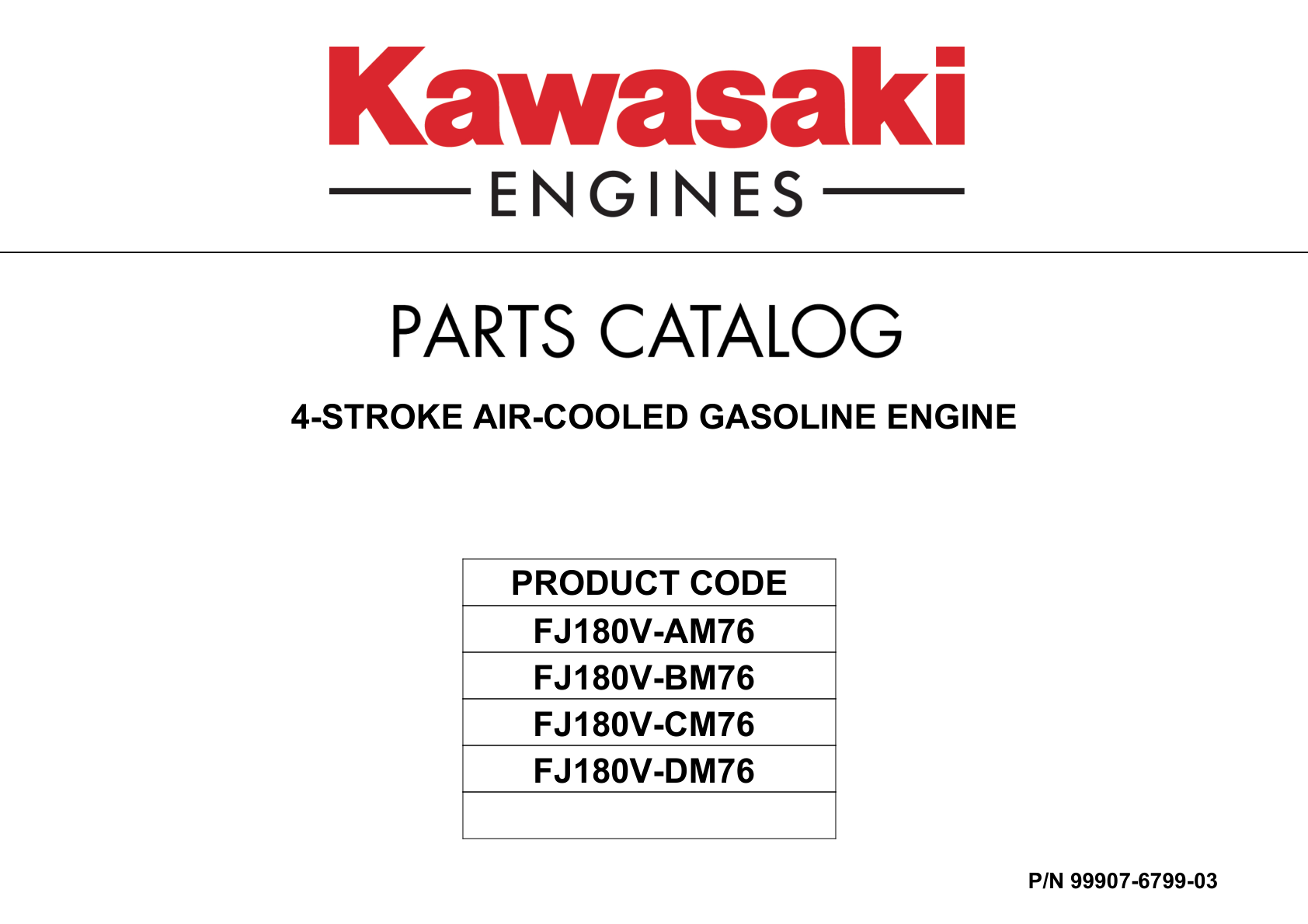 Kawasaki FJ180V Engine FJ SERIES Parts Manual PDF Instant Download