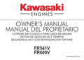 Kawasaki FR600V Engine FR SERIES Operator Owner Manual PDF Instant Download