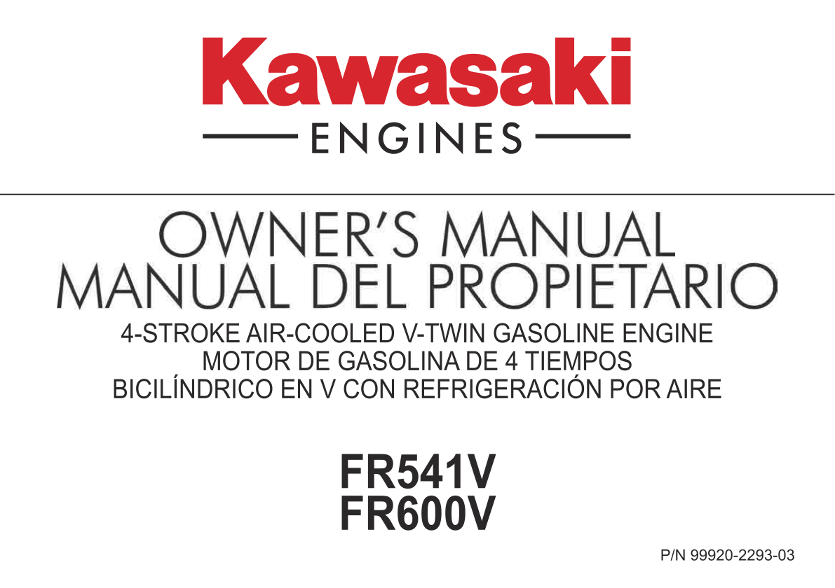 Kawasaki FR600V Engine FR SERIES Operator Owner Manual PDF Instant Download
