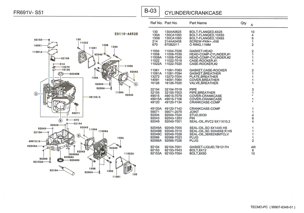 Kawasaki FR691V Engine FR SERIES Parts Manual PDF Instant Download
