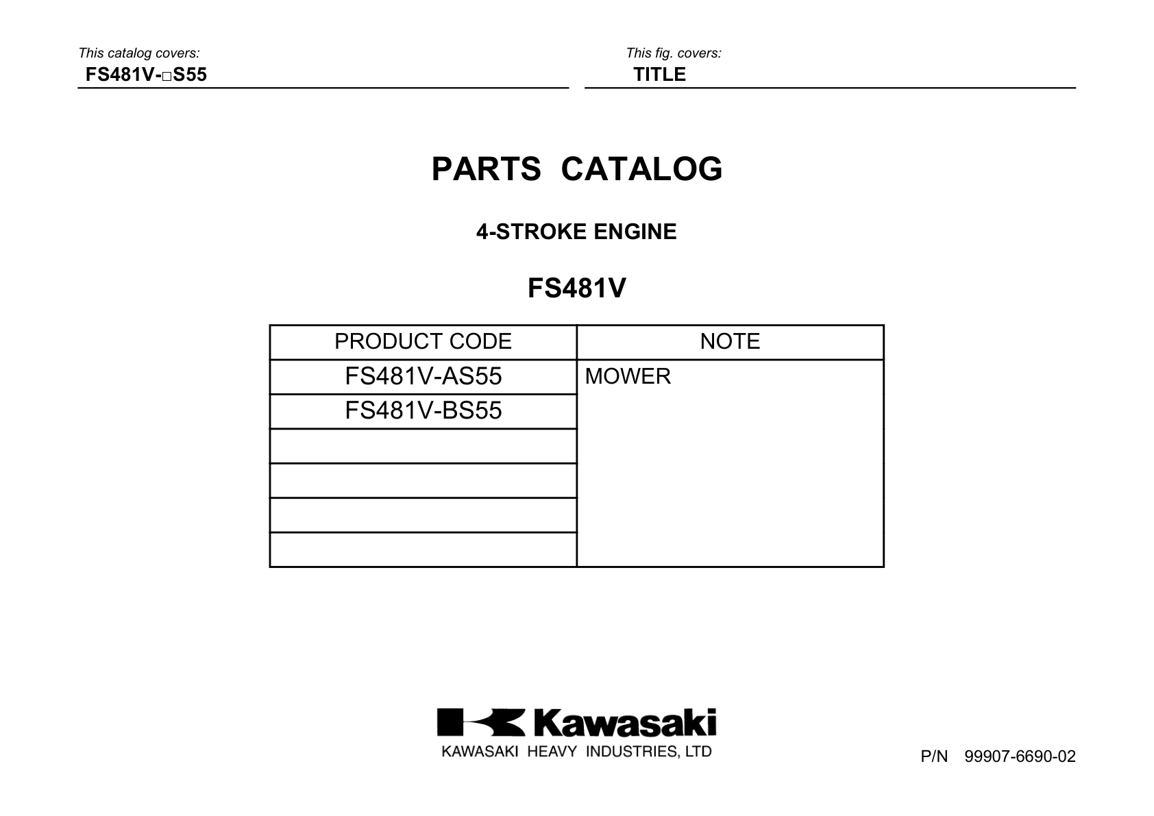 Kawasaki FS481V Engine FS SERIES Parts Manual PDF Instant Download