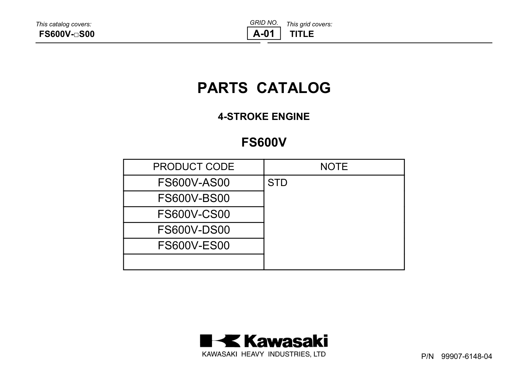 Kawasaki FS600V Engine FS SERIES Parts Manual PDF Instant Download