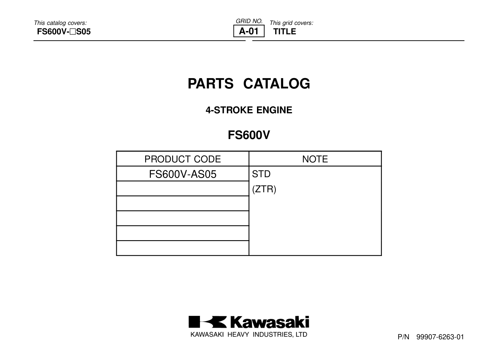 Kawasaki FS600V Engine FS SERIES Parts Manual PDF Instant Download