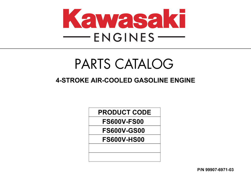 Kawasaki FS600V Engine FS SERIES Parts Manual PDF Instant Download