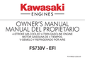 Kawasaki FS730V EFI Engine FS SERIES Operator Owner Manual PDF Instant Download
