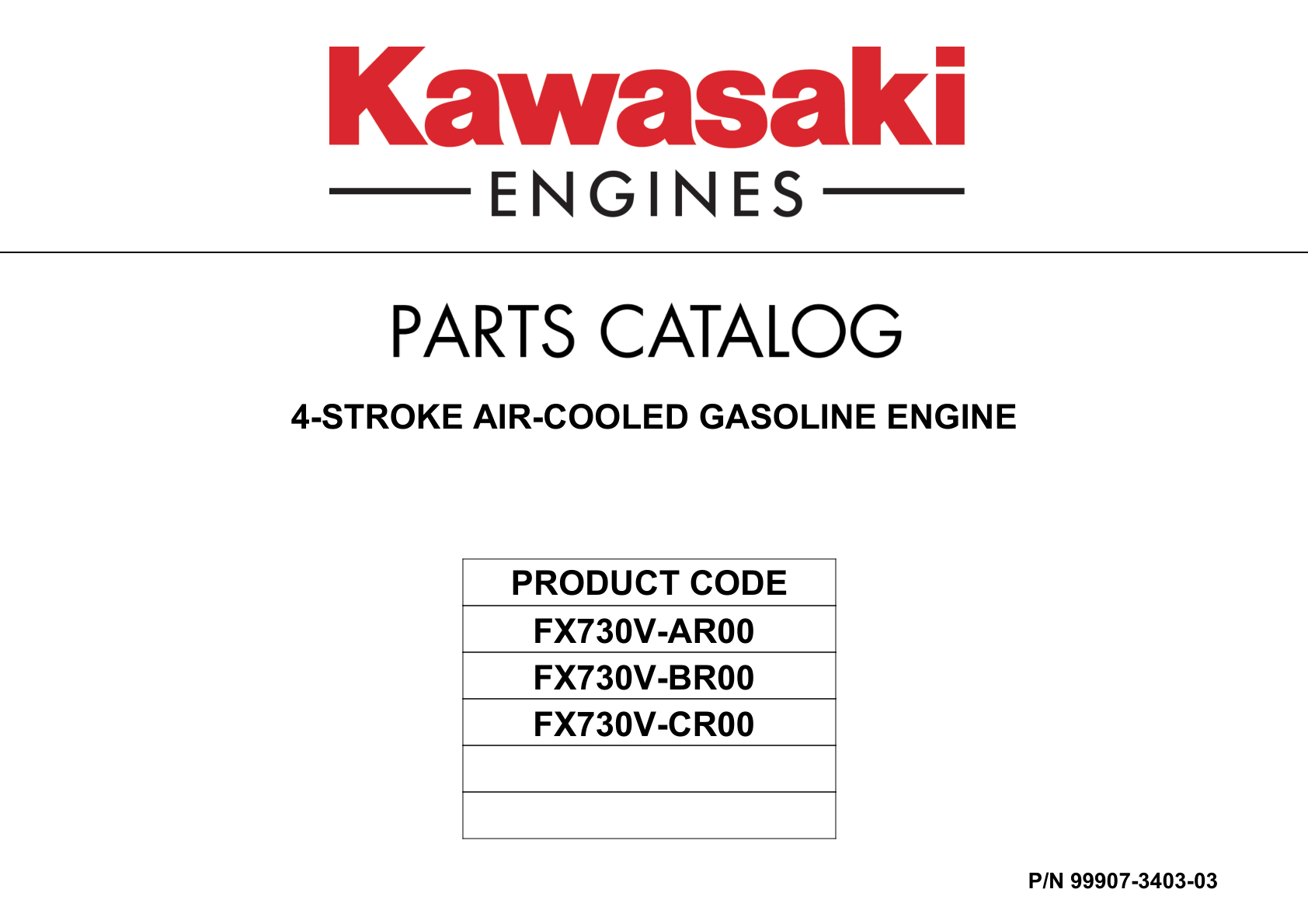 Kawasaki FX730V Engine FX SERIES Parts Manual PDF Instant Download