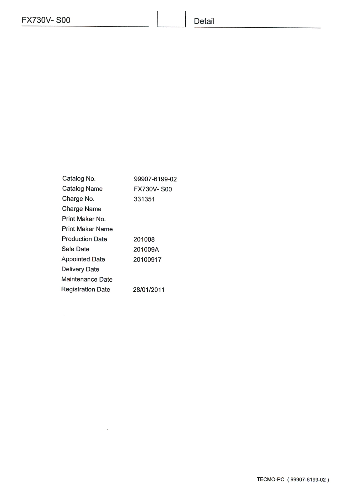 Kawasaki FX730V Engine FX SERIES Parts Manual PDF Instant Download