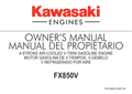 Kawasaki FX850V Engine FX SERIES Operator Owner Manual PDF Instant Download