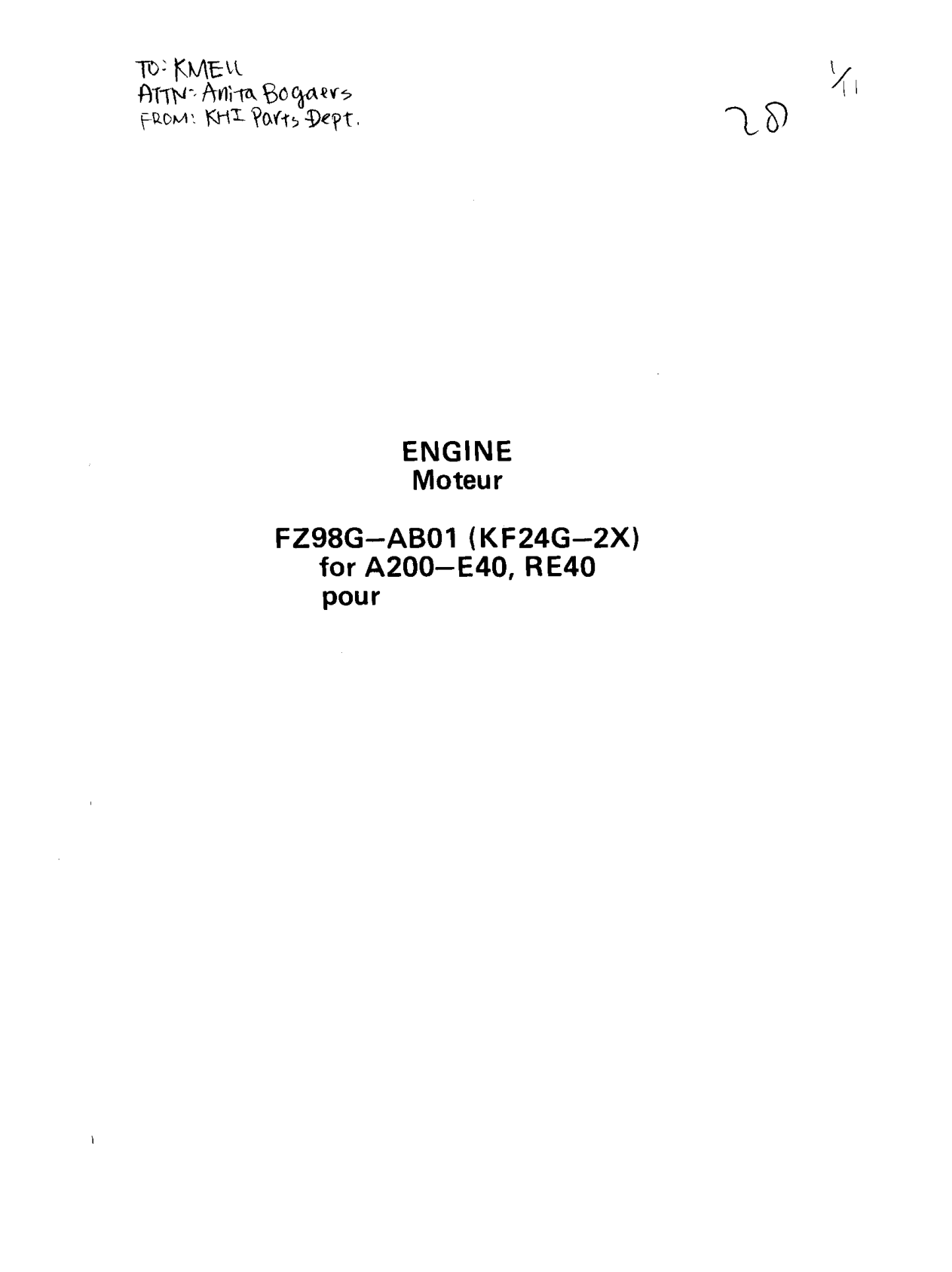 Kawasaki FZ098G Engine FZ SERIES Parts Manual PDF Instant Download