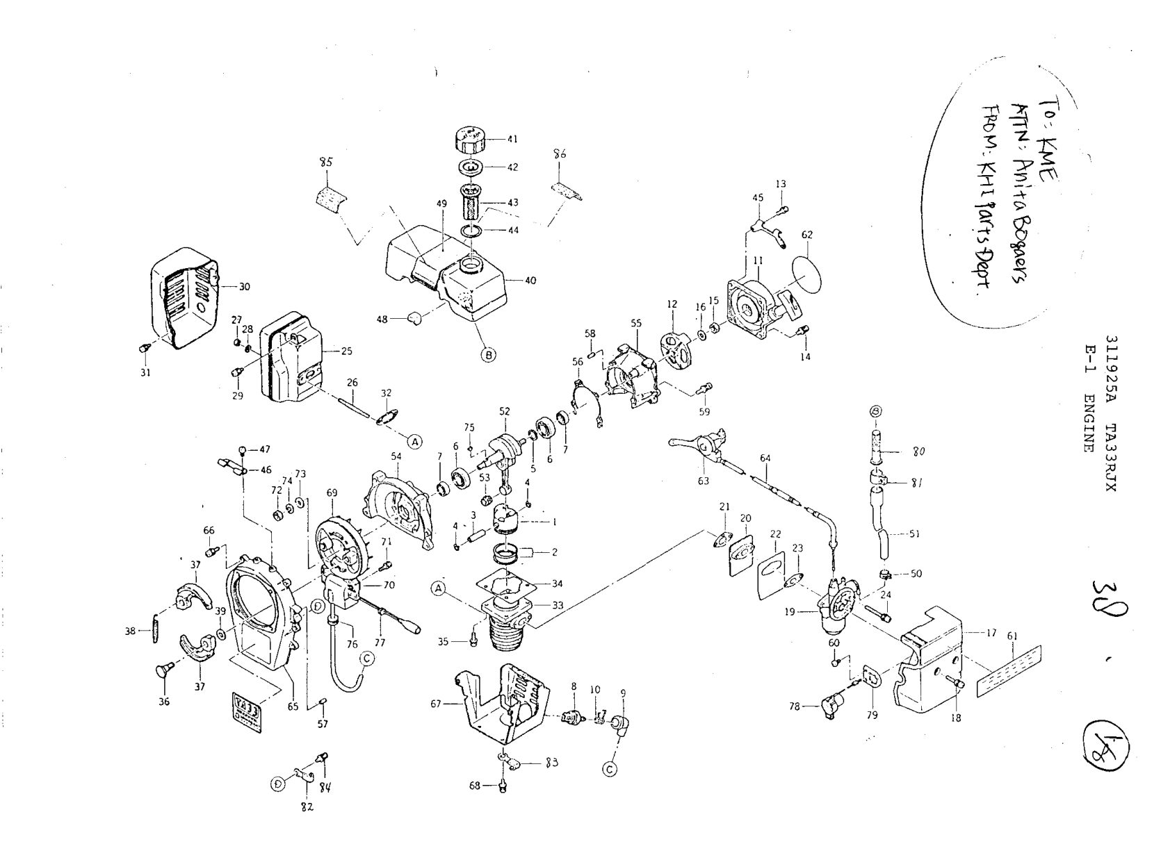 Kawasaki TA33RJX Engine TA SERIES Parts Manual PDF Instant Download