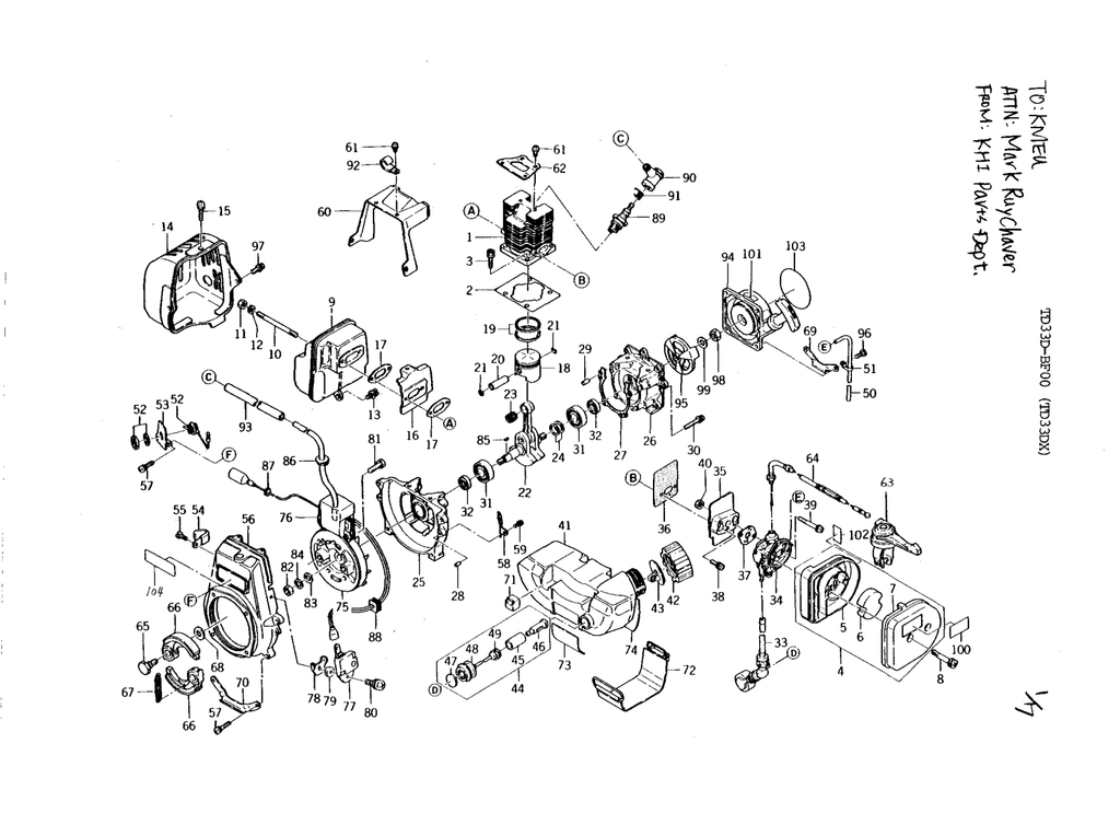 Kawasaki TD033D Engine TD SERIES Parts Manual PDF Instant Download
