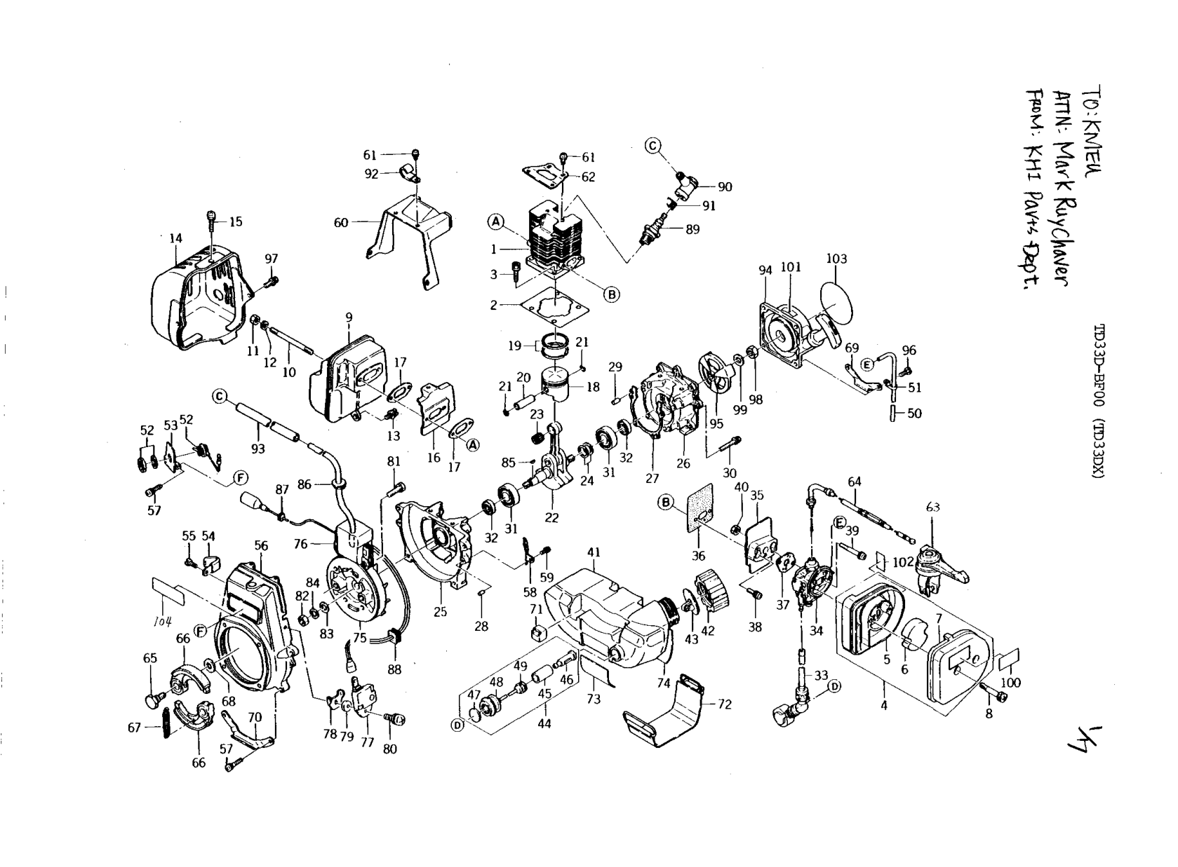 Kawasaki TD033D Engine TD SERIES Parts Manual PDF Instant Download
