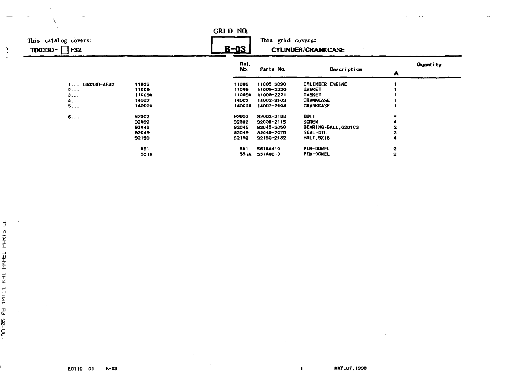 Kawasaki TD033D Engine TD SERIES Parts Manual PDF Instant Download