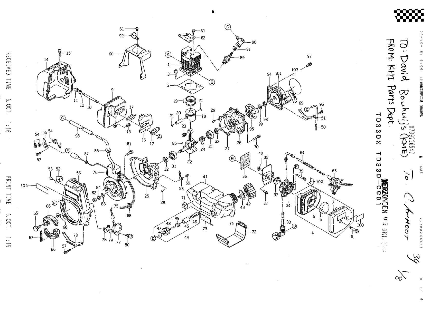 Kawasaki TD033D Engine TD SERIES Parts Manual PDF Instant Download
