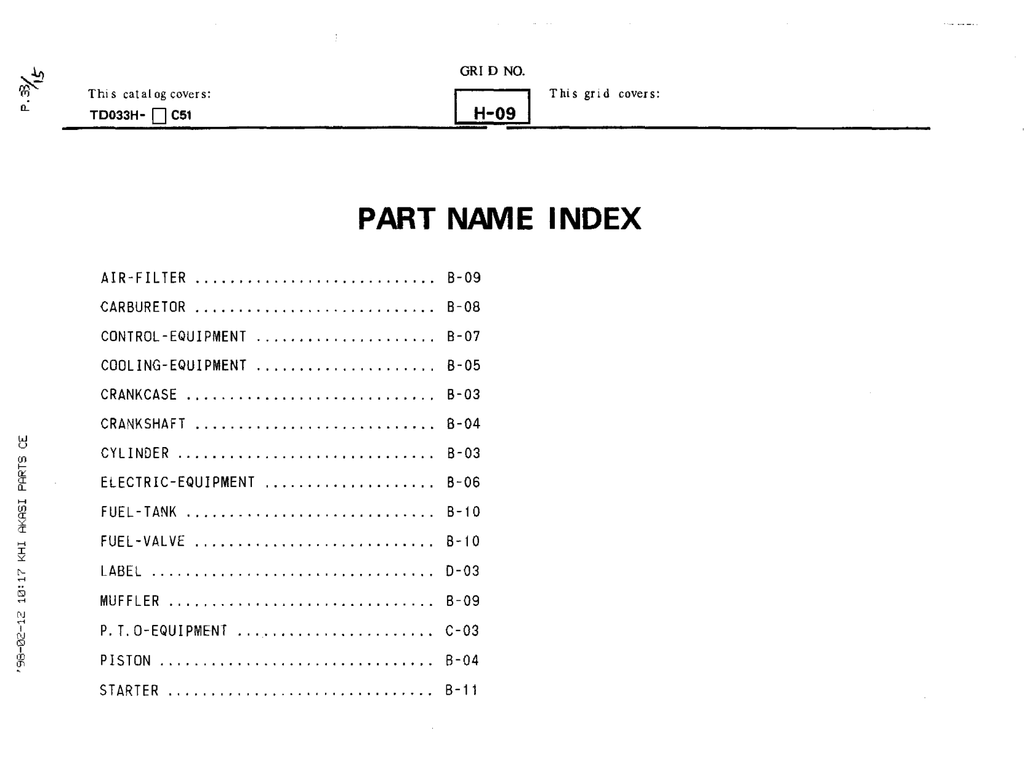 Kawasaki TD033H Engine TD SERIES Parts Manual PDF Instant Download