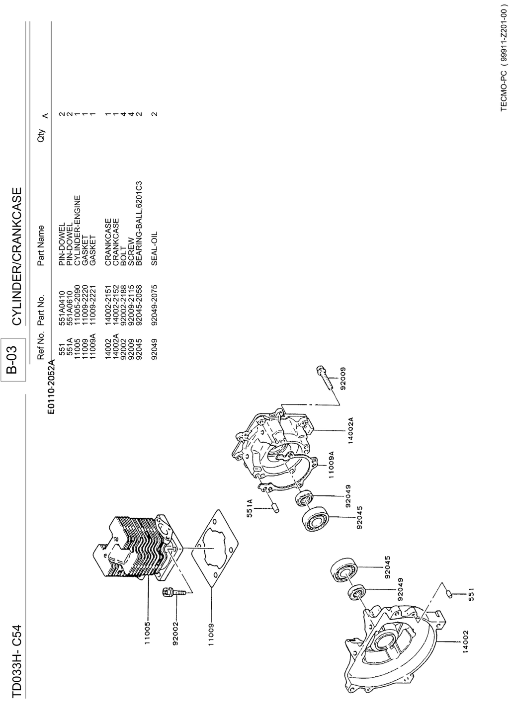 Kawasaki TD033H Engine TD SERIES Parts Manual PDF Instant Download