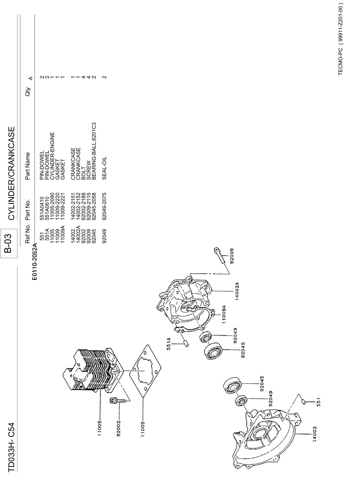Kawasaki TD033H Engine TD SERIES Parts Manual PDF Instant Download