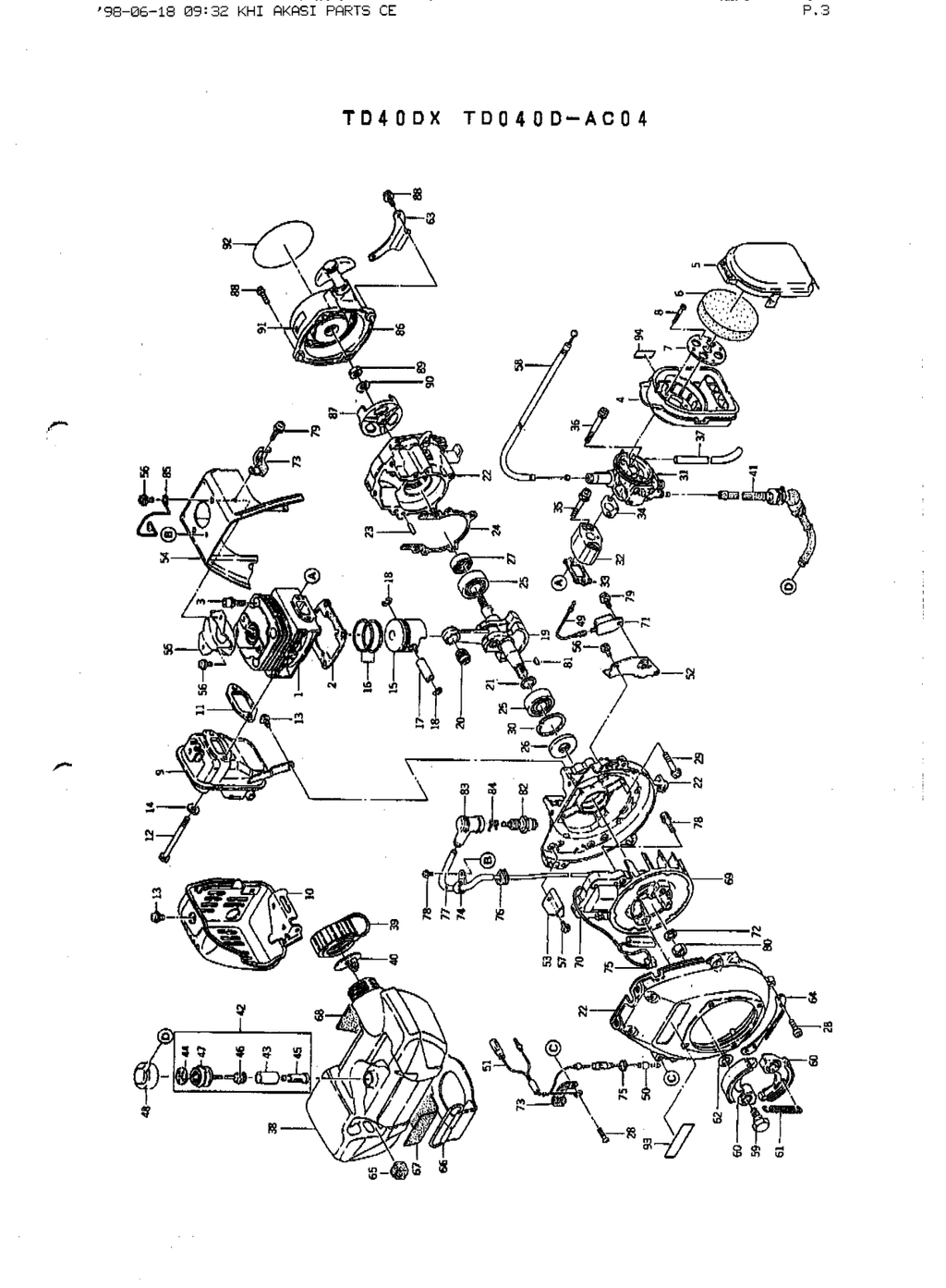 Kawasaki TD040D Engine TD SERIES Parts Manual PDF Instant Download
