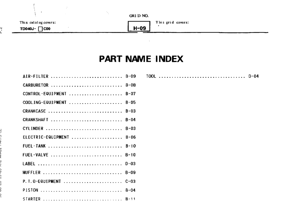 Kawasaki TD040J Engine TD SERIES Parts Manual PDF Instant Download