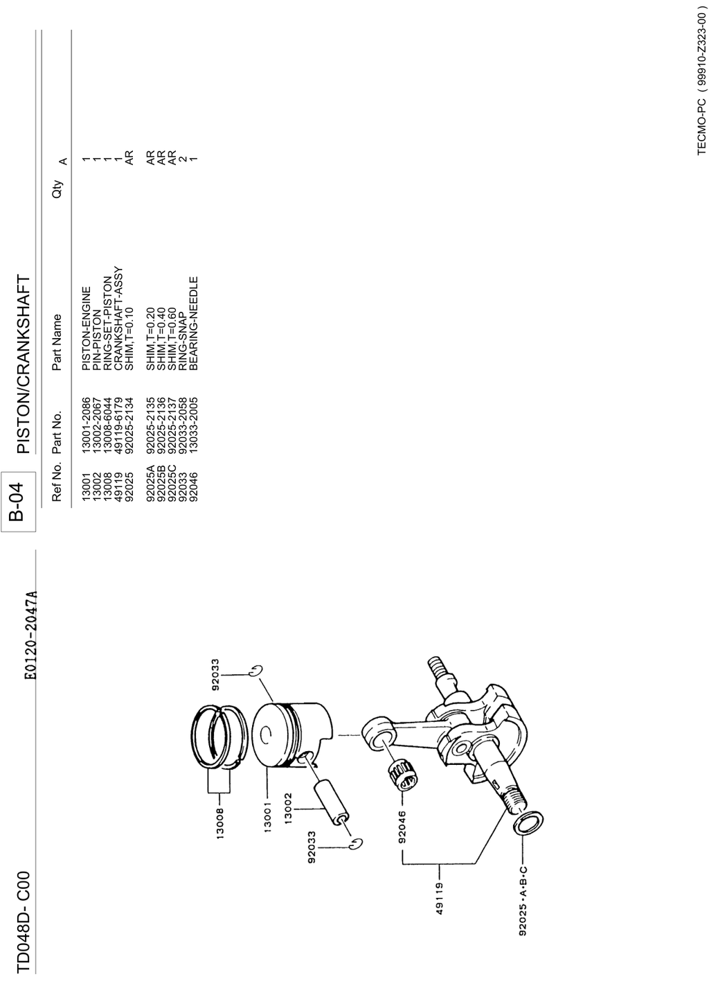 Kawasaki TD048D Engine TD SERIES Parts Manual PDF Instant Download