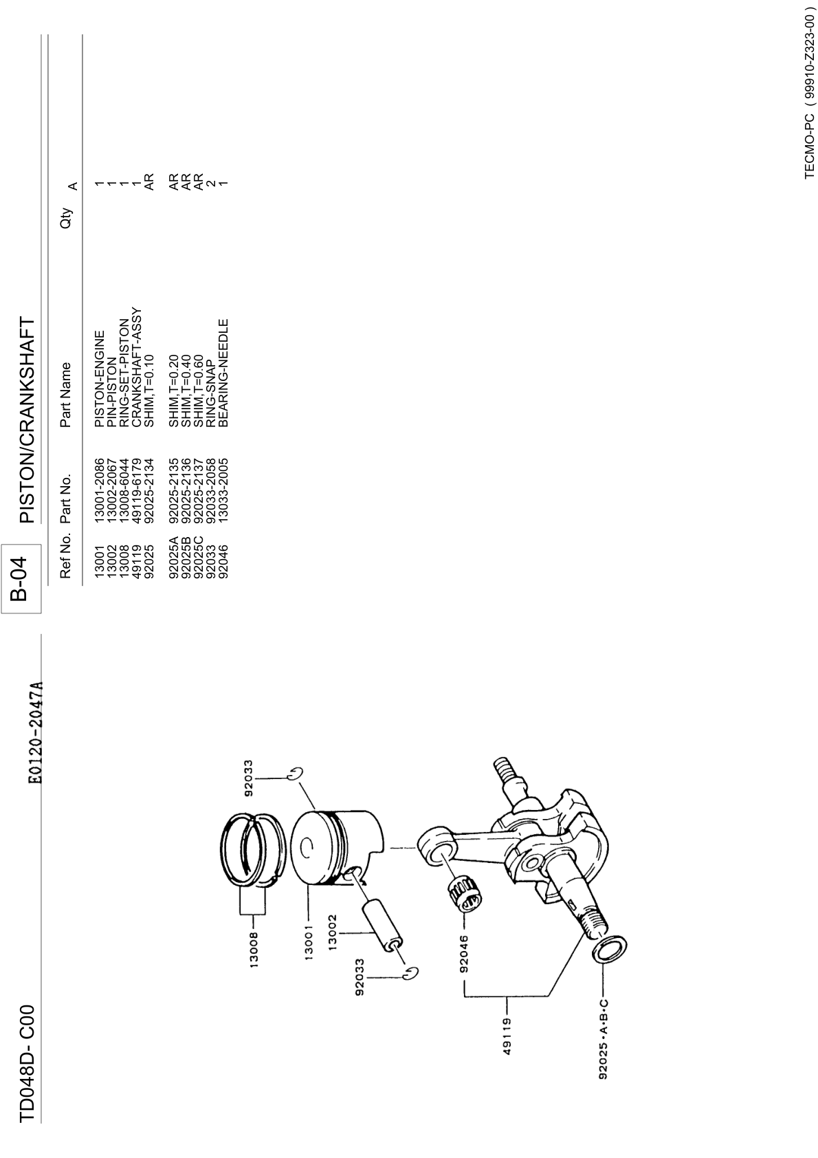Kawasaki TD048D Engine TD SERIES Parts Manual PDF Instant Download