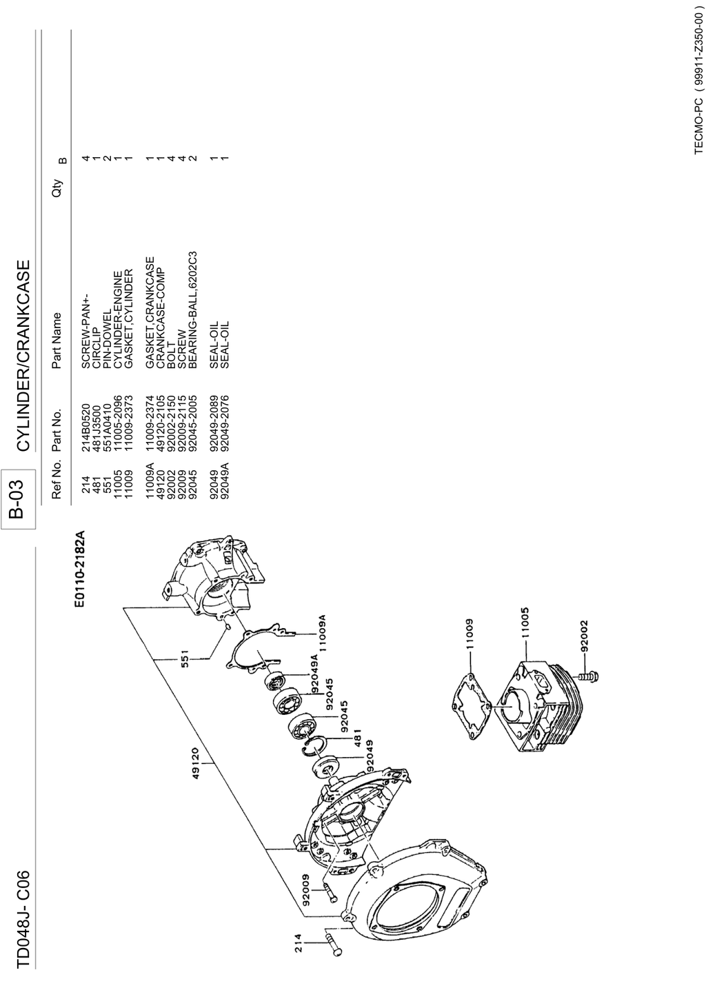 Kawasaki TD048J Engine TD SERIES Parts Manual PDF Instant Download