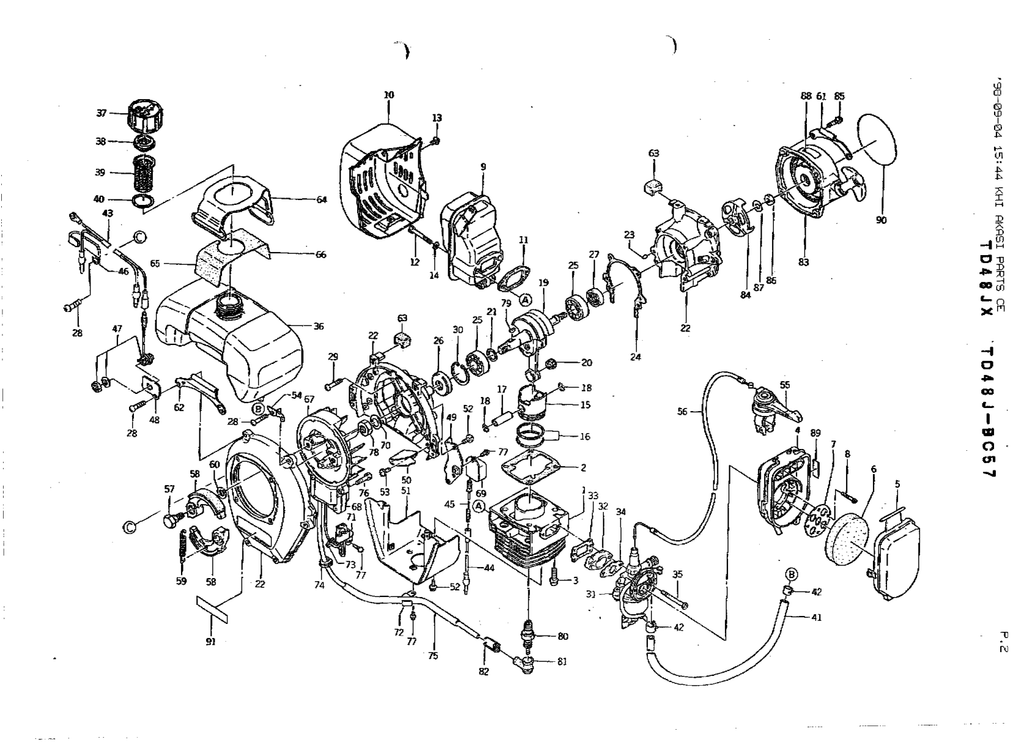 Kawasaki TD048J Engine TD SERIES Parts Manual PDF Instant Download