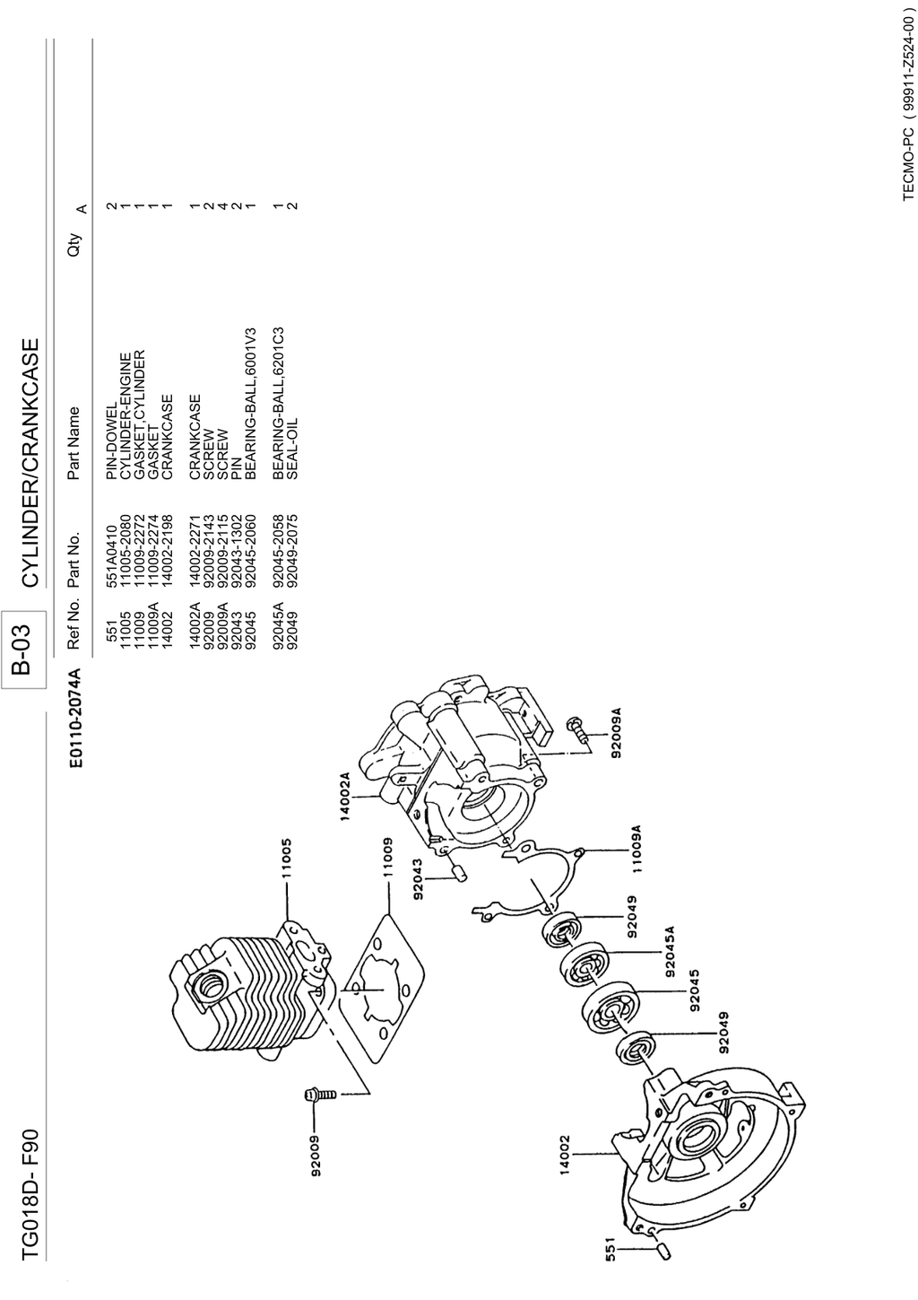 Kawasaki TG018D Engine TG SERIES Parts Manual PDF Instant Download
