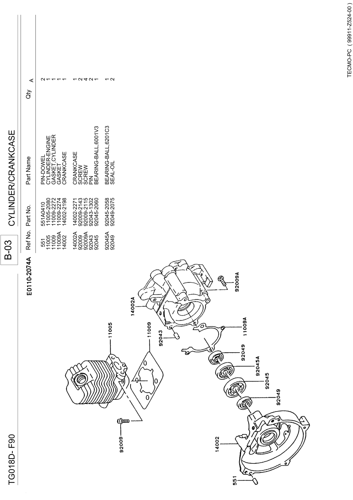 Kawasaki TG018D Engine TG SERIES Parts Manual PDF Instant Download