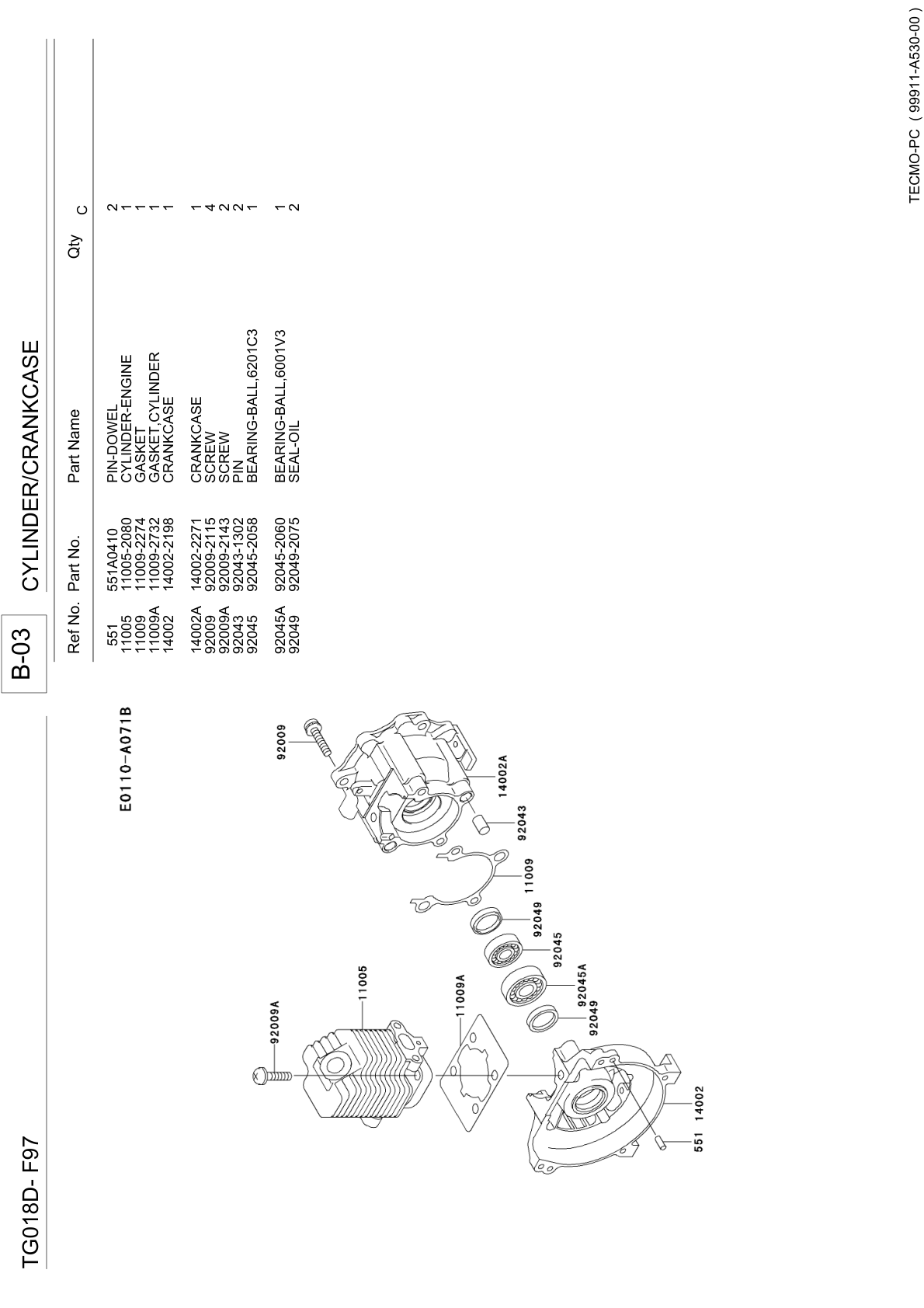 Kawasaki TG018D Engine TG SERIES Parts Manual PDF Instant Download