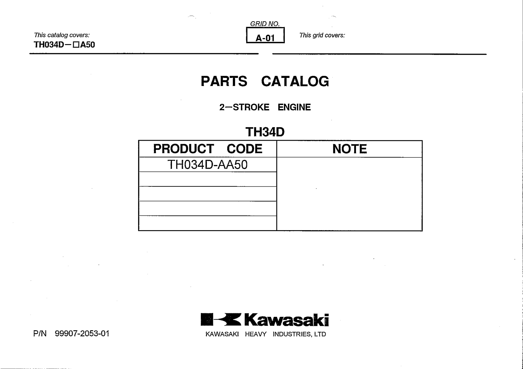 Kawasaki TH034D Engine TH SERIES Parts Manual PDF Instant Download