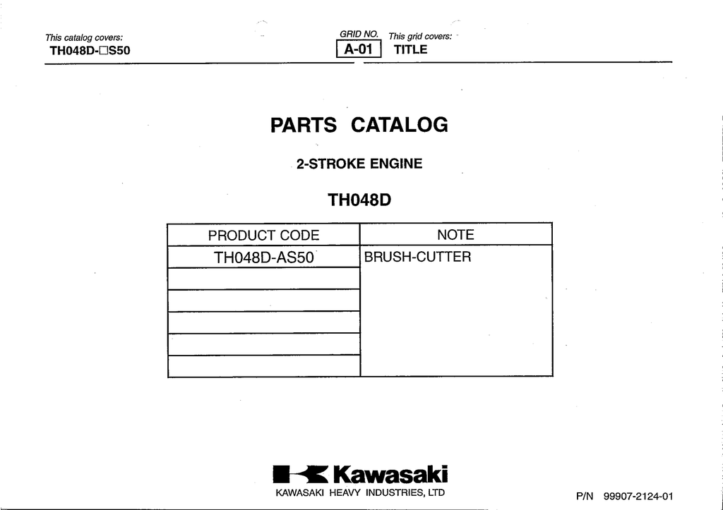 Kawasaki TH048D Engine TH SERIES Parts Manual PDF Instant Download