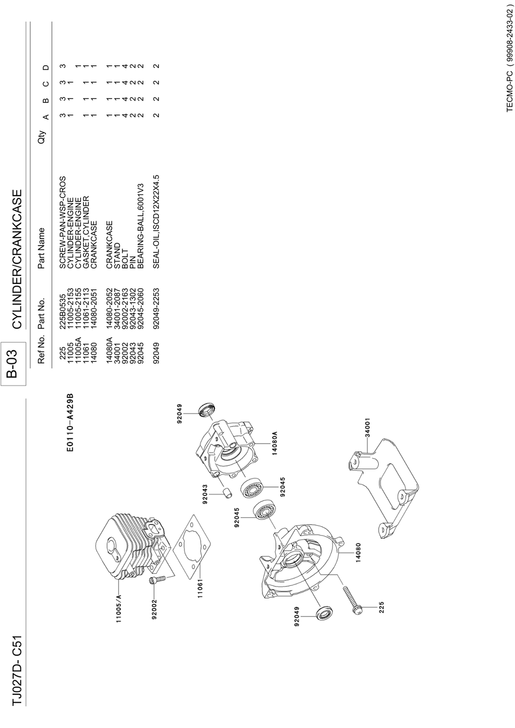 Kawasaki TJ027D Engine TJ SERIES Parts Manual PDF Instant Download
