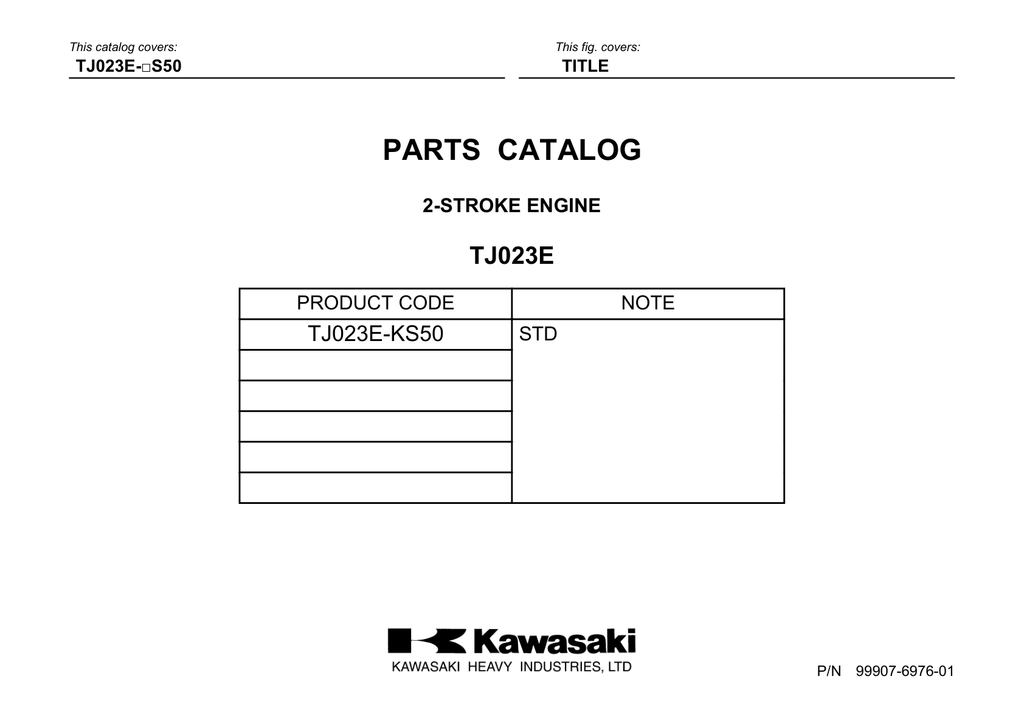 Kawasaki TJ23E Engine TJ SERIES Parts Manual PDF Instant Download