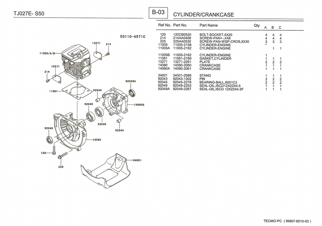 Kawasaki TJ27E Engine TJ SERIES Parts Manual PDF Instant Download