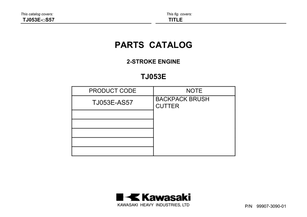 Kawasaki TJ53E Engine TJ SERIES Parts Manual PDF Instant Download