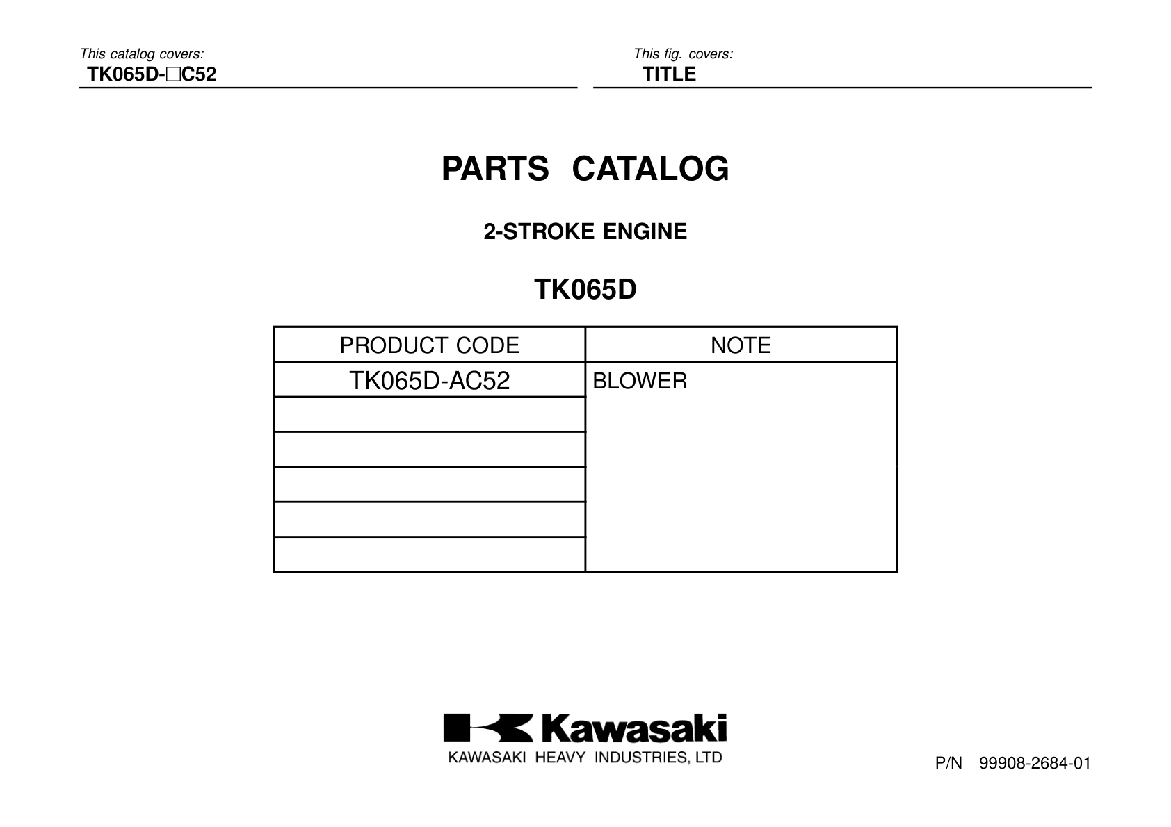 Kawasaki TK065D Engine TK SERIES Parts Manual PDF Instant Download