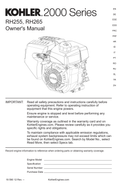 Kohler RH255 2000 SERIES Operator Owner Manual PDF Instant Download