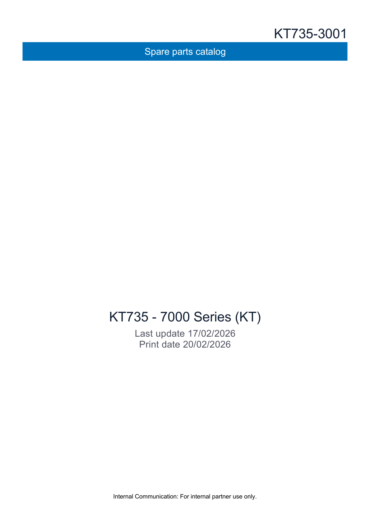 Kohler KT735 7000 SERIES Parts Manual PDF Instant Download