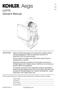 Kohler LH775 AEGIS Operator Owner Manual PDF Instant Download