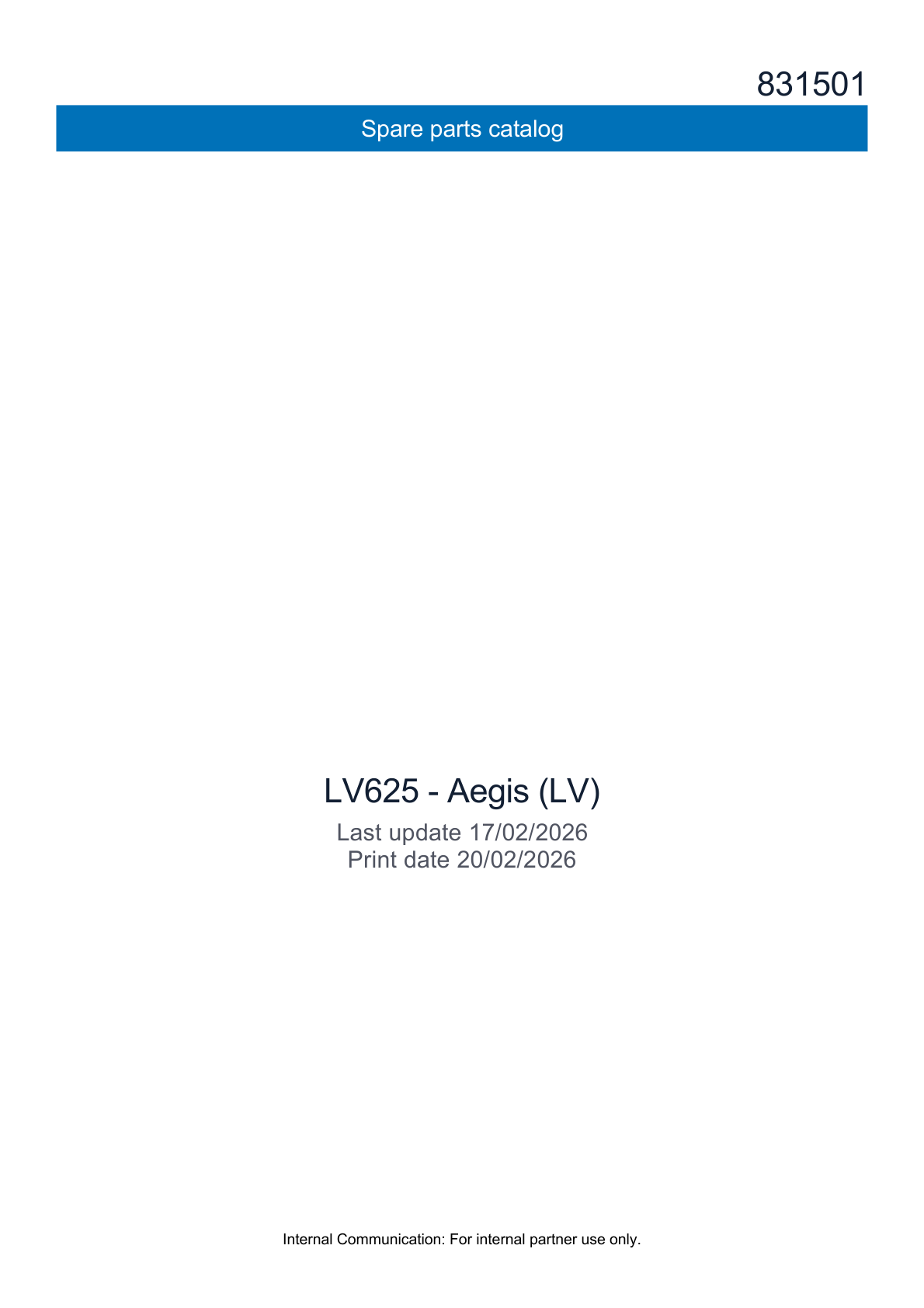 Kohler LV625 AEGIS Parts Manual PDF Instant Download