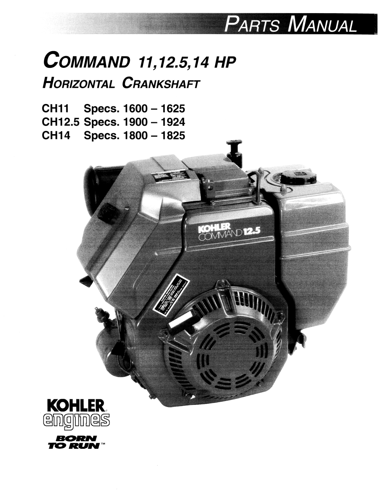 Kohler CH12.5 COMMAND PRO Parts Manual PDF Instant Download