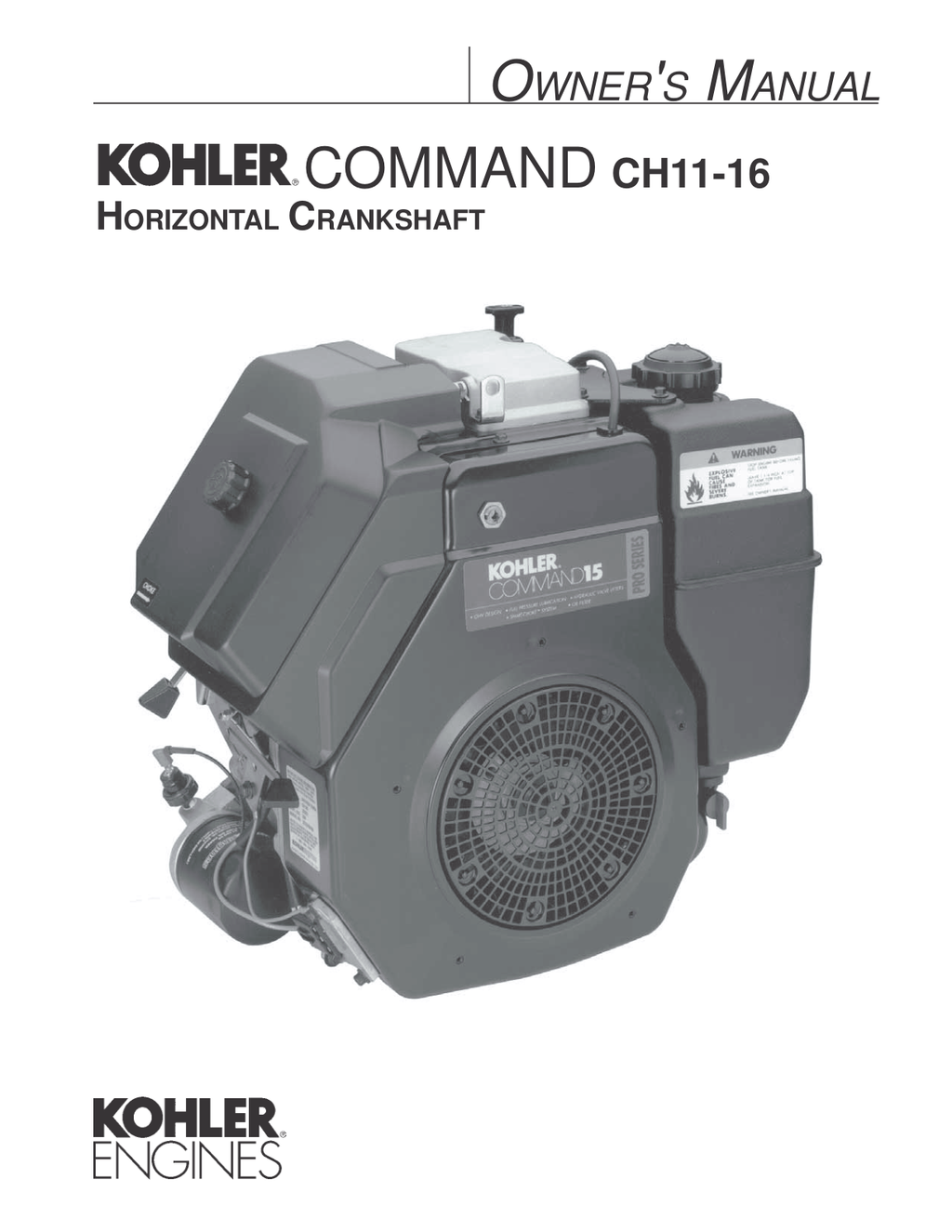 Kohler CH15 COMMAND PRO Operator Owner Manual PDF Instant Download