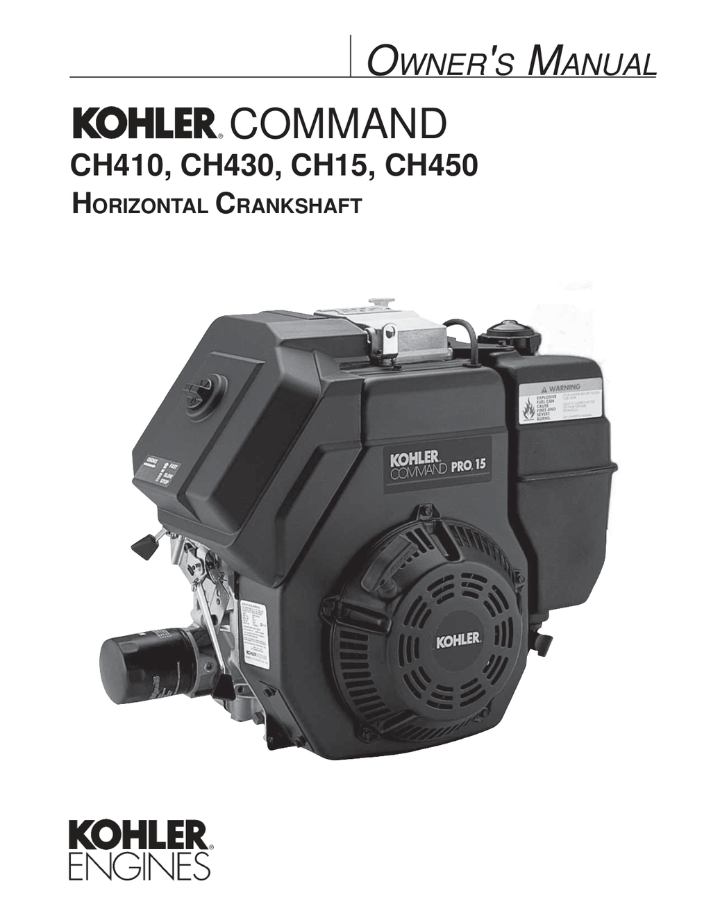 Kohler CH15 COMMAND PRO Operator Owner Manual PDF Instant Download