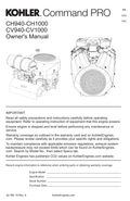 Kohler CH980 COMMAND PRO Operator Owner Manual PDF Instant Download